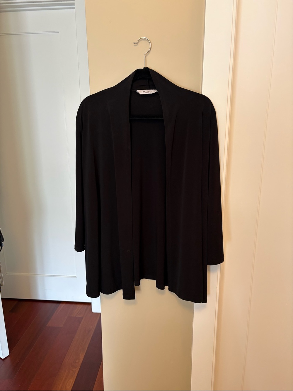 TanJay Black Open-Front Draped Cardigan